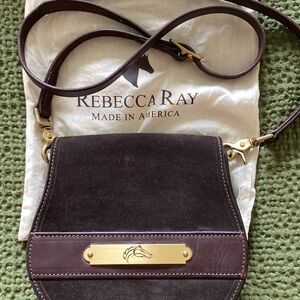 Rebecca Ray Breeders Cup Crossbody Brown Leather and Suede. EUC